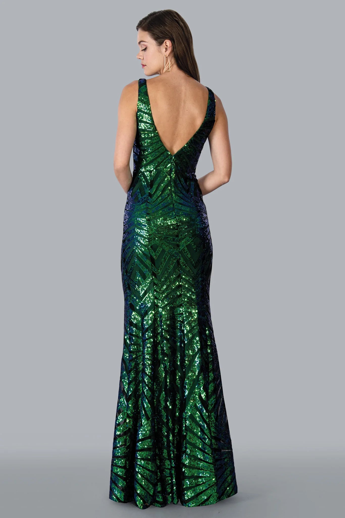 Stella Couture 23168 Size 16 Green Long Fitted Sequin V Neck Formal Prom Dress Evening Gown Elegant Sequin Gown