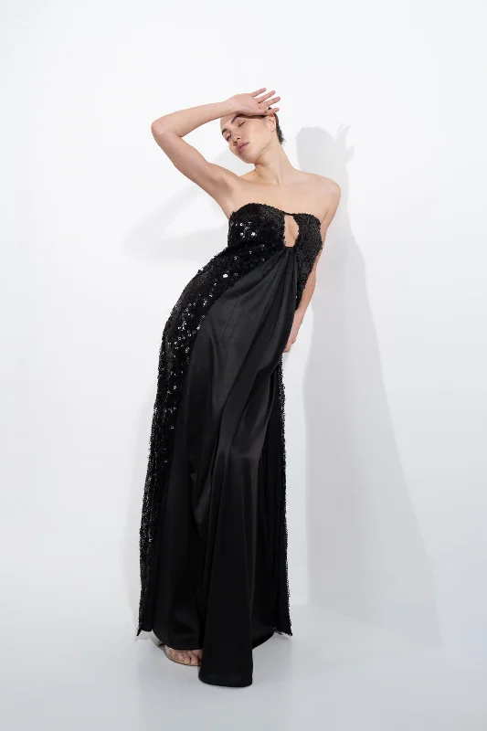 OVERLAPPED SEQUIN TUBE GOWN Sequin Dress Fit