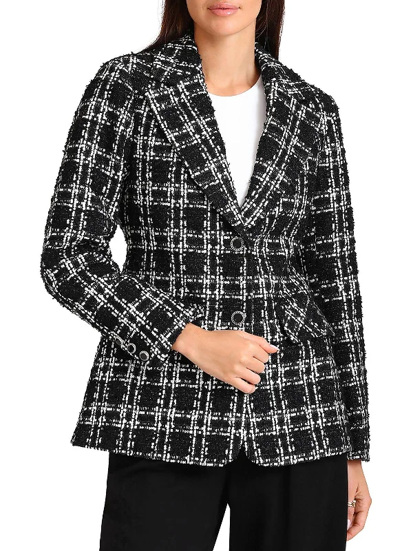 Womens Tweed Sequined Two-Button Blazer Oversized Women’s Blazer