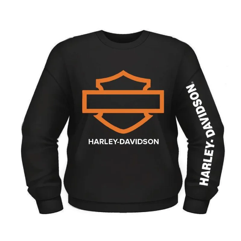 Gasoline Alley Harley-Davidson® Bar & Shield Outline Crew Pullover - Black Hoodie with Drawstrings