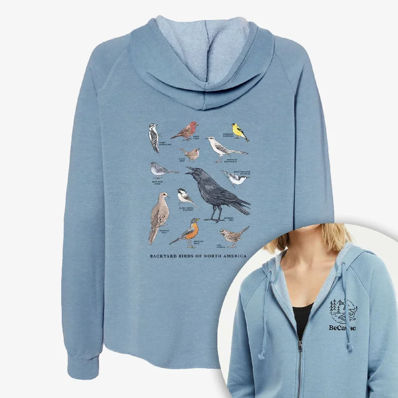 Common Backyard Birds of North America - Women's Cali Wave Zip-Up Sweatshirt Plush Hoodie Sweatshirt