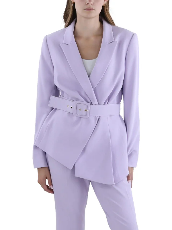 Womens Pleated Polyester One-Button Blazer Office Ready Blazer