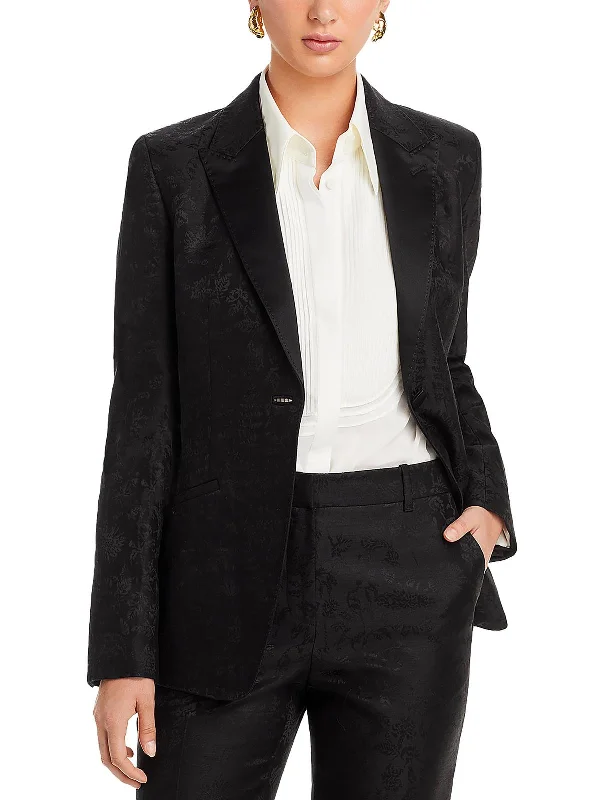 Womens Wool Suit Separate One-Button Blazer Printed Blazers for Women