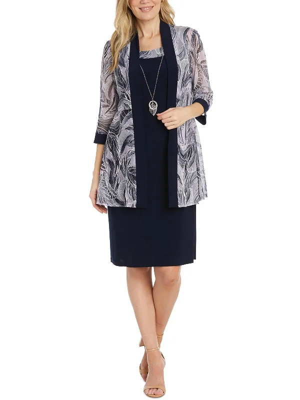 Womens Printed Polyester Open-Front Blazer Faux Leather Blazer