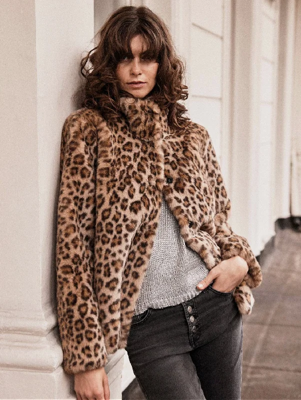 Claudia Luxe Recycled Vegan Faux Fur Jacket | Leopard Women's elegant jackets