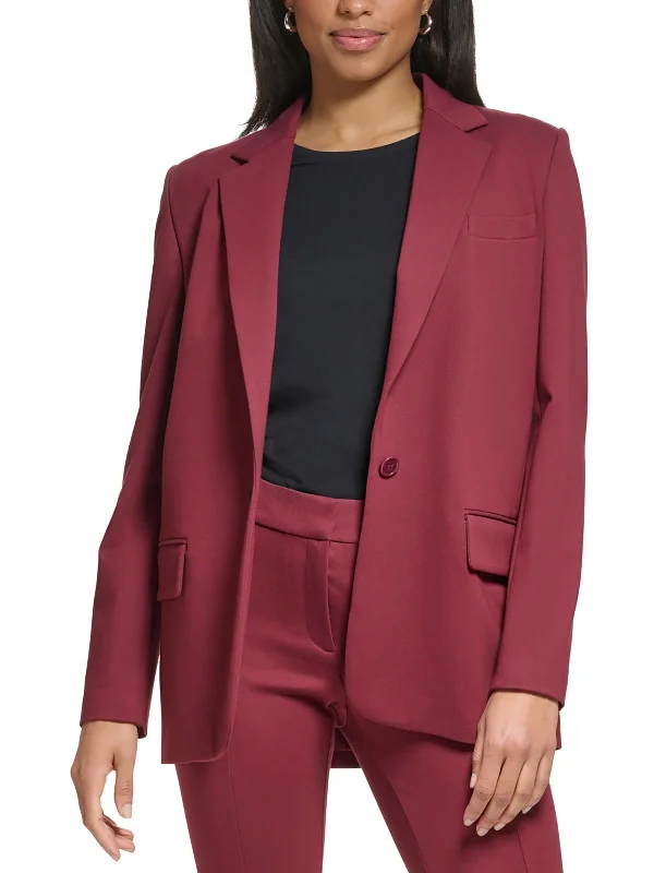 Womens Crepe One-Button Blazer Elegant Tweed Blazer