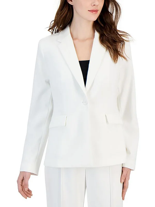 Womens Knit Notch Lapel One-Button Blazer Blazer with Pockets