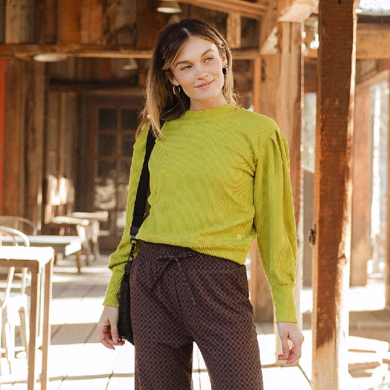 Serena Ribbed Top, Chartreuse