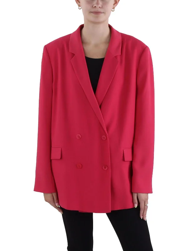 Abania Womens Suit Separate Work Wear Double-Breasted Blazer Blazer with Ruffles