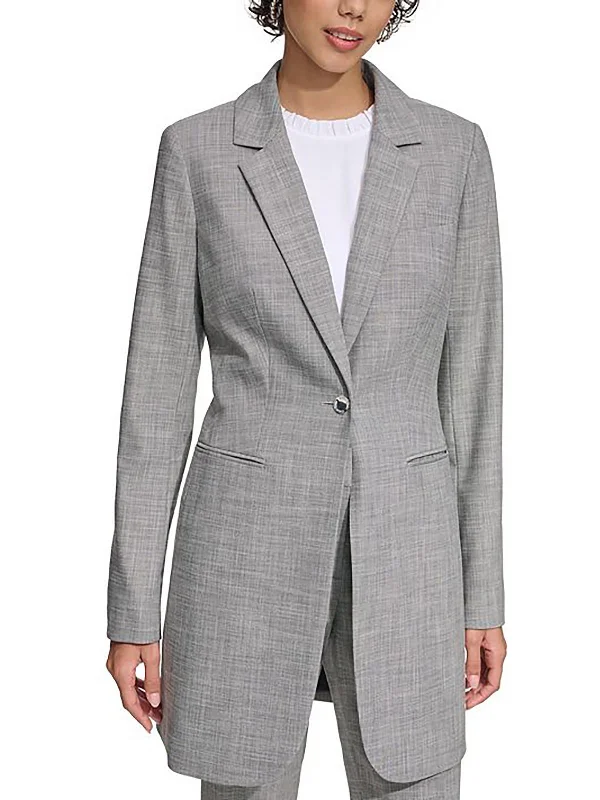 Womens Woven Pattern One-Button Blazer Women’s Relaxed Blazer