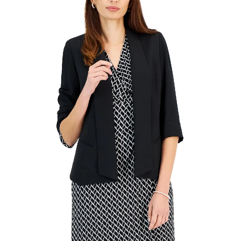 Womens Shawl Collar Office Open-Front Blazer Checked Blazer Jacket