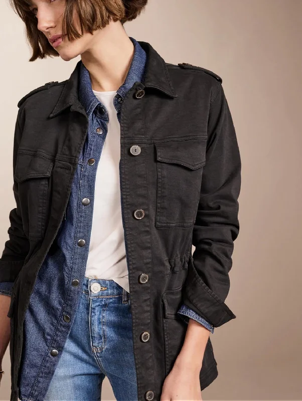 Drake Organic Cotton Utility Jacket | Black Women's cycling jackets