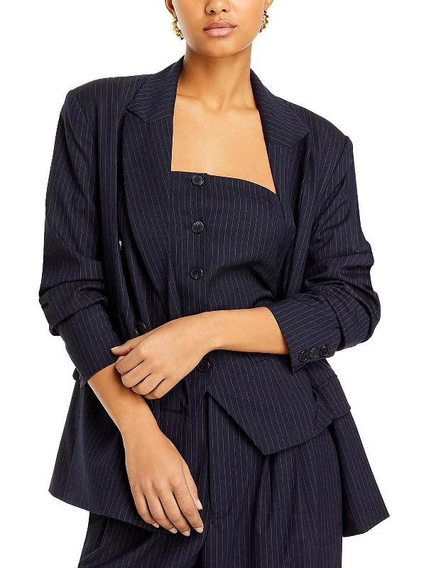 Vesper Womens Pinstripe Suit Separate Double-Breasted Blazer Formal Women’s Blazers