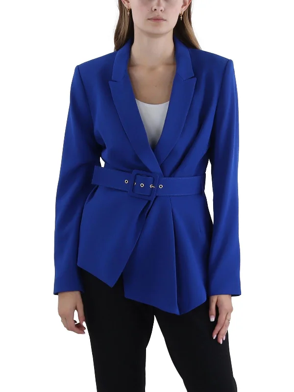 Womens Crepe 2PC Pant Suit Fitted Blazer Jacket