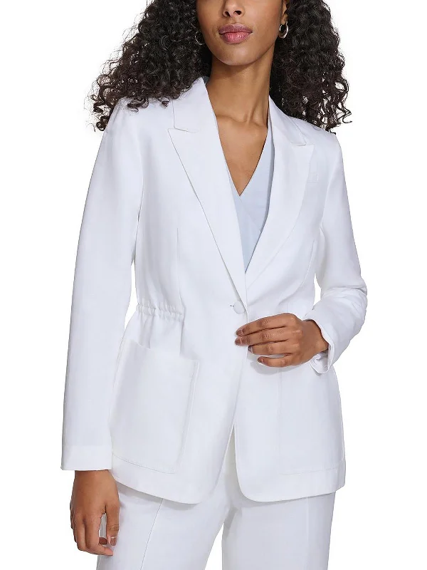 Womens Linen Suit Separate One-Button Blazer Women’s Blazer with Pleats