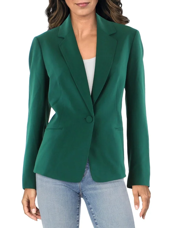 Womens Knit Long Sleeves One-Button Blazer Minimalist Blazer Look