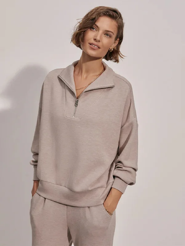 Hawley Half Zip Sweatshirt - Taupe Marl Street Style Hoodies