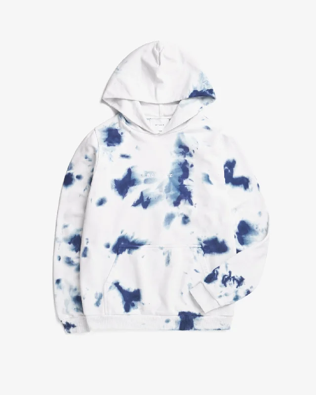 Batik Hoodie Bio Baumwolle - Blau/Off-White Lightweight Hooded Sweatshirt