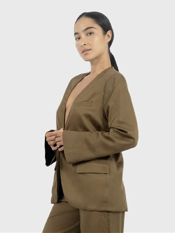 Auckland TENCEL™ Twill Blazer | Taupe Women's cheap jackets