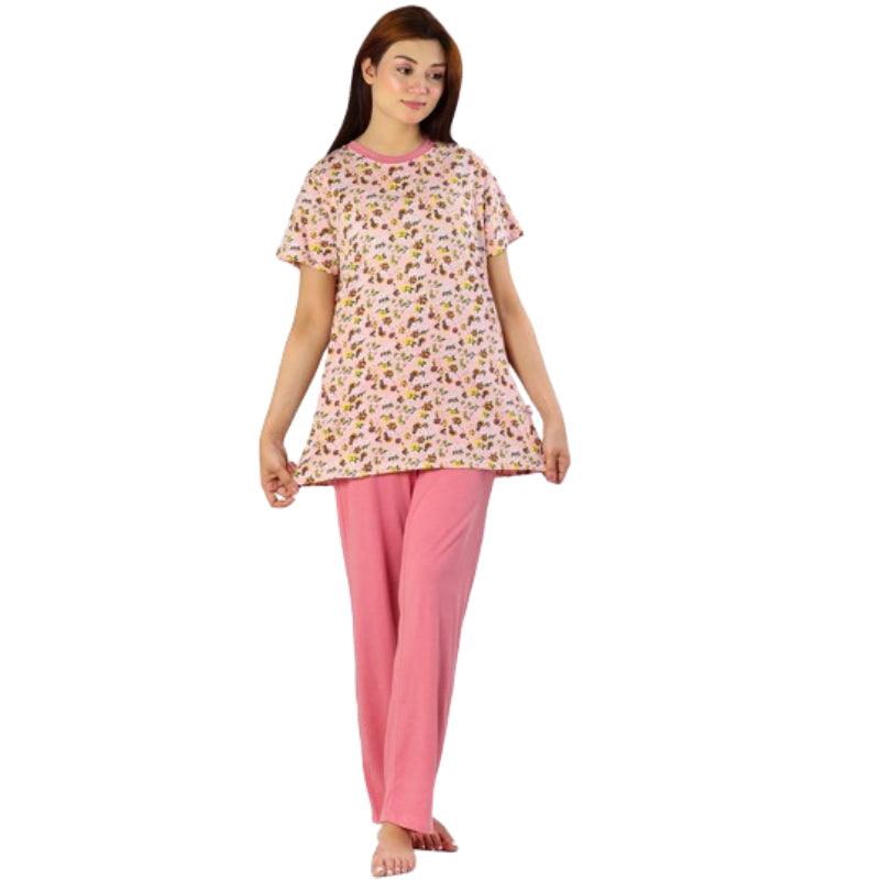 Buy printed pj set for women's | Floral Cotton sleepwear for Ladies Work-from-home pajama sets