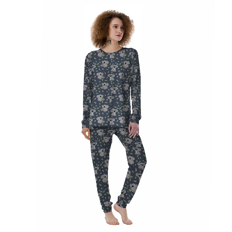 Koala Grey Print Pattern Women's Pajamas Trendy pajama sets for women