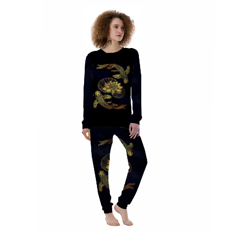 Koi Fish Golden Spiritual Print Women's Pajamas Zara pajama sets