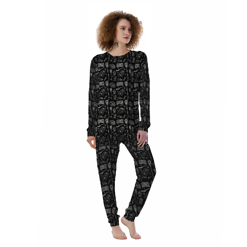 Lacrosse Doodle Print Pattern Women's Pajamas Hoodie pajama sets