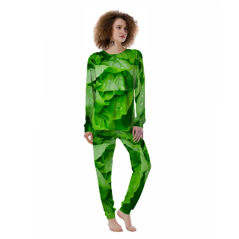 Lettuce Fresh Leaves Print Women's Pajamas Spa pajama sets