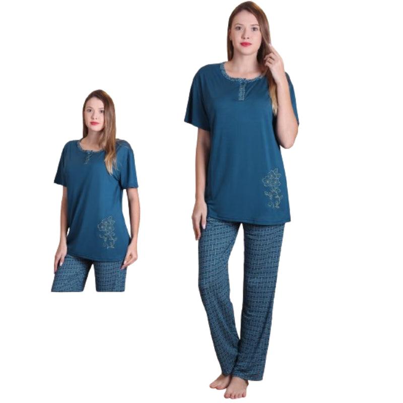 Women's Cotton Printed Night Suit Set of Shirt & Pyjama, Night wear Dress Affordable pajama sets