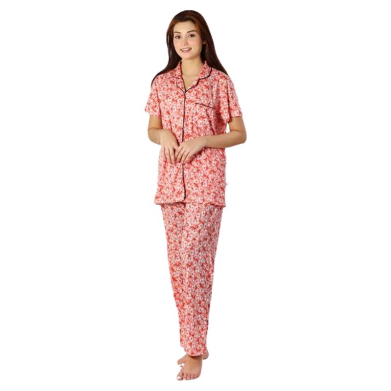 Womens Front Open Printed Sleepwear-Floral Peach Online in Pakistan Target pajama sets