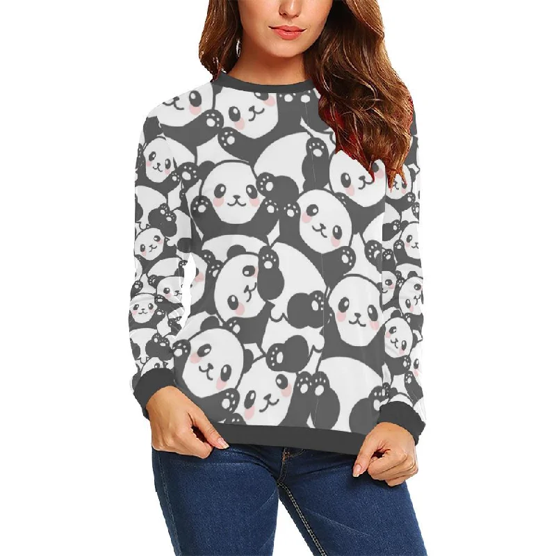 Baby Panda Pattern Print Women's Sweatshirt Outdoor sweaters