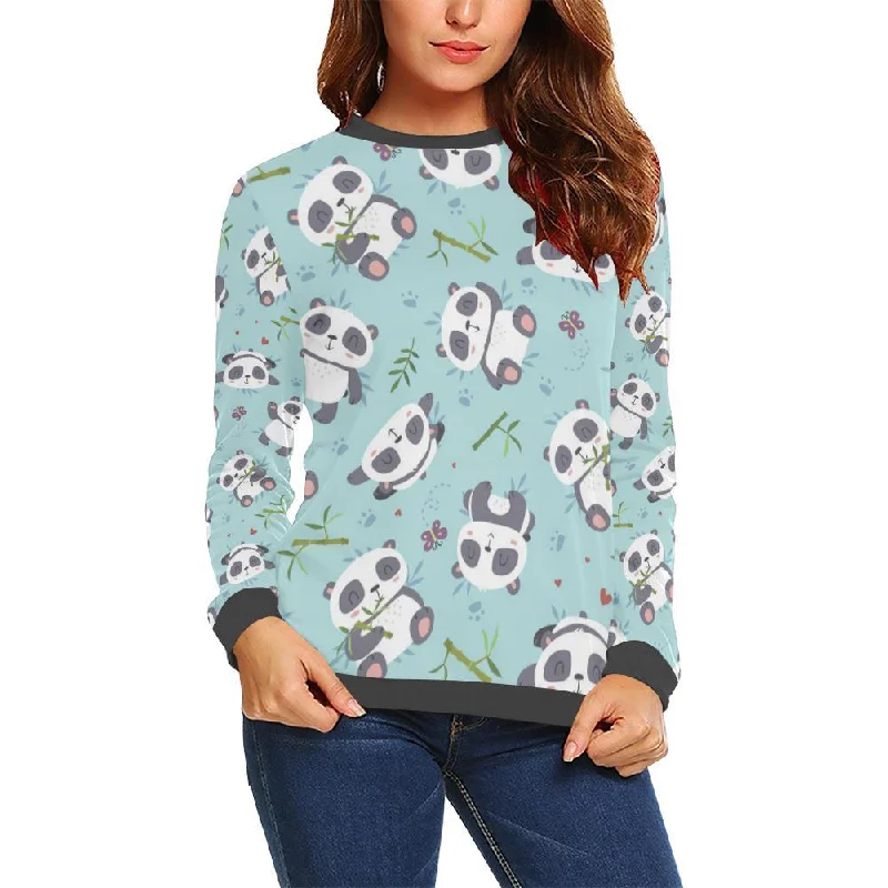 Bamboo Mint Panda Pattern Print Women's Sweatshirt Cashmere sweaters