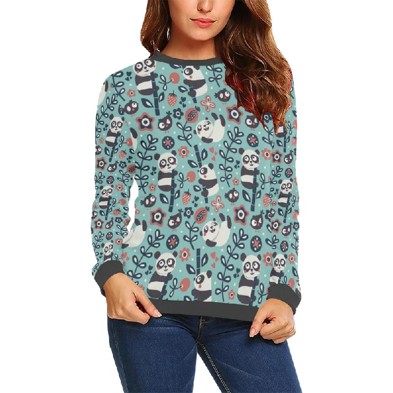 Bamboo Panda Pattern Print Women's Sweatshirt Turtleneck sweaters