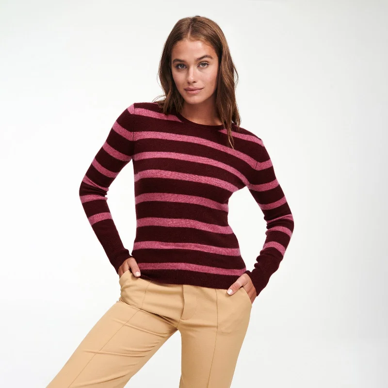 Cashmere Striped Crewneck Sweater Cozy knit sweaters for winter