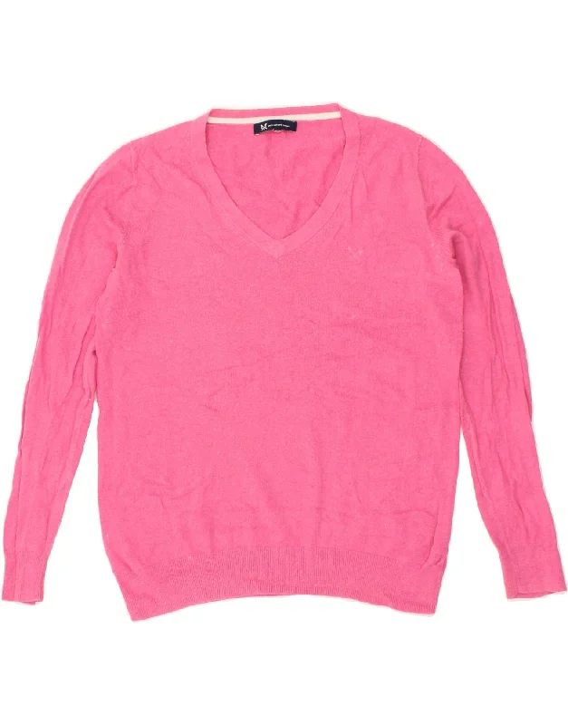 CREW CLOTHING Womens V-Neck Jumper Sweater UK 14 Medium Pink Cotton Best sweaters for travel