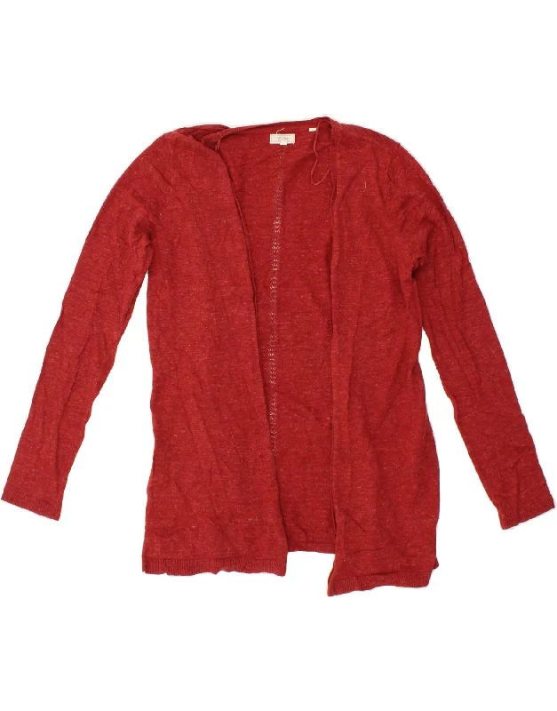 FAT FACE Womens Open Cardigan Sweater UK 10 Small Red Cotton Silk-blend sweaters