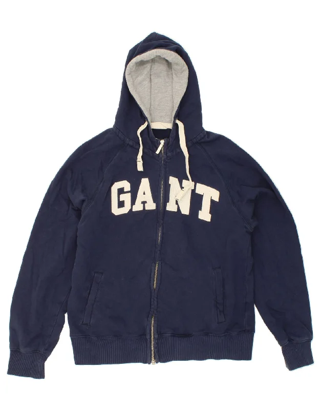 GANT Womens Graphic Zip Hoodie Sweater XL Navy Blue Cotton Formal sweaters