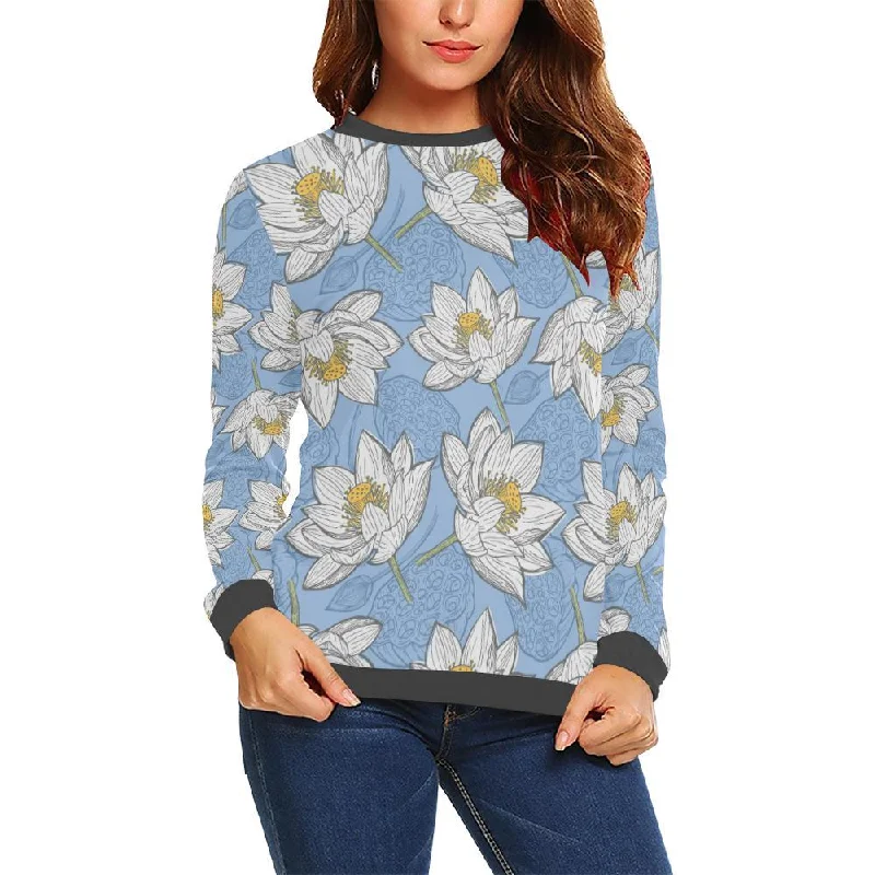 Lotus Pattern Print Women's Sweatshirt Sporty sweaters