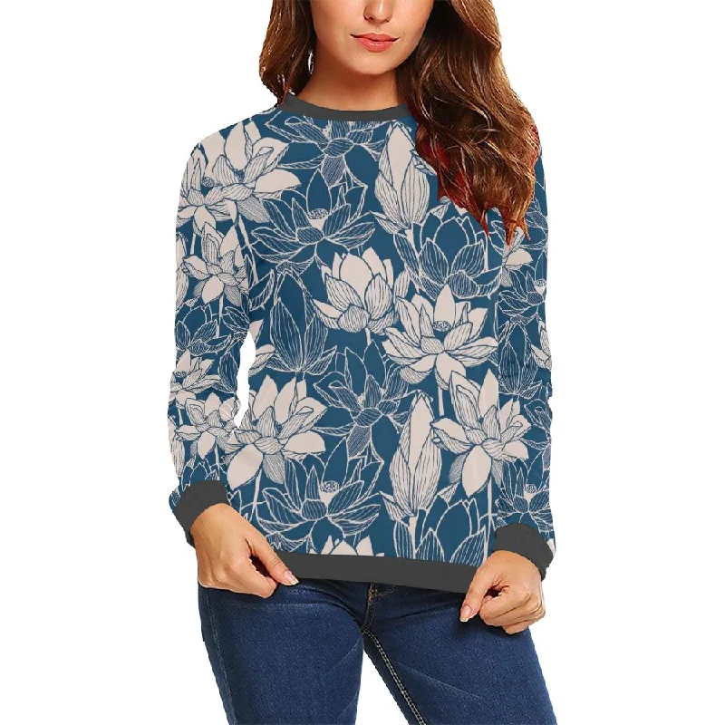 Lotus Print Pattern Women's Sweatshirt Oversized sweaters