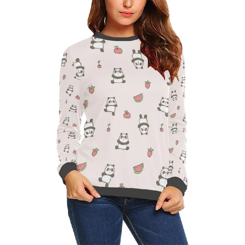 Panda Fruit Pattern Print Women's Sweatshirt Best sweaters for formal occasions