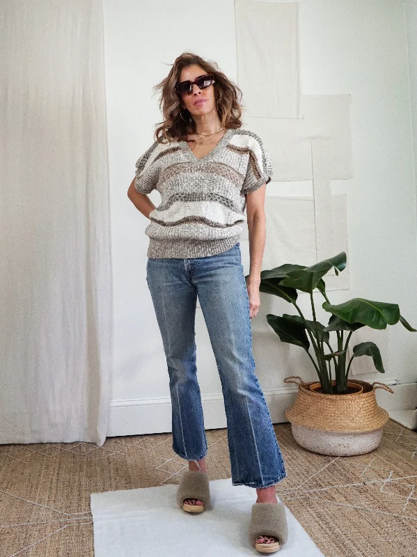 Vintage Neutral Textured Stripe Sweater Best value sweaters