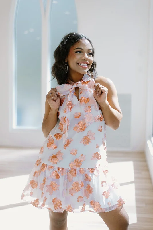 Rose Gold Embroidered Dress Stretchy mini dresses