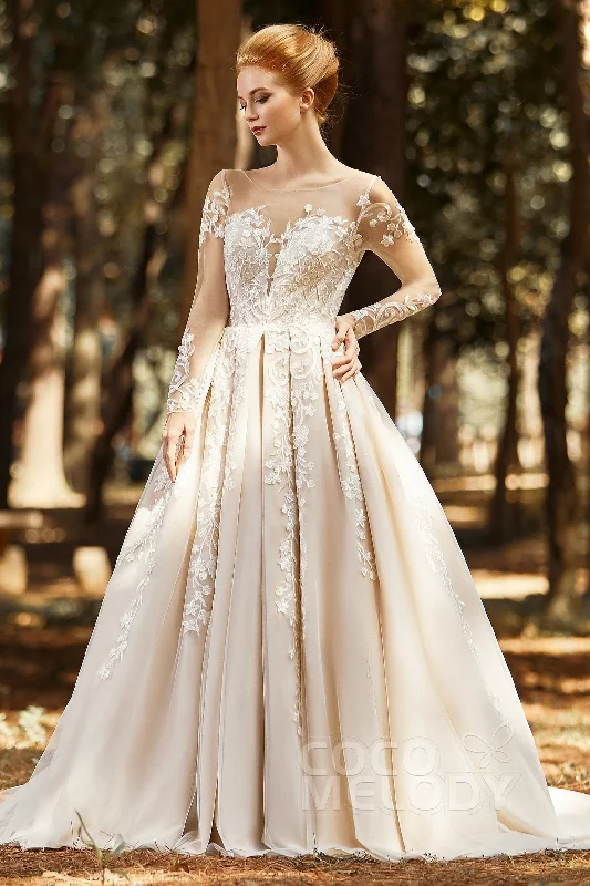 A-Line Court Train Tulle Wedding Dress CW2299 Vintage Style Dress