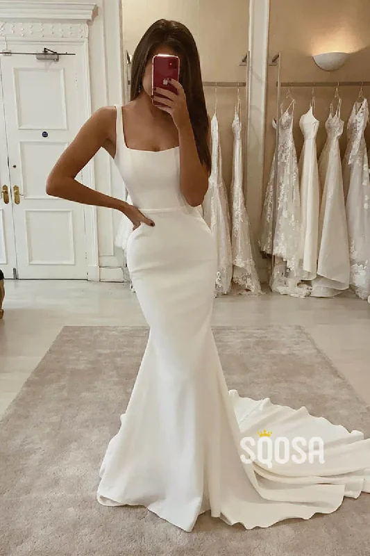 Mermaid/Trumpet Wedding Dress Double Straps Rustic Wedding Dress QW2254 Sexy Wedding Dress