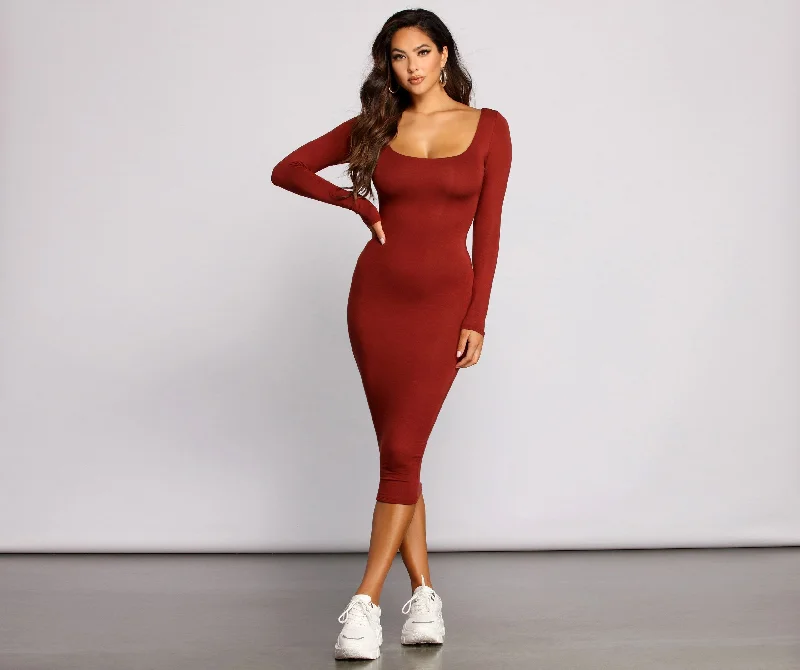 Lovin' Knit Stylish Basic Midi Dress Festival midi dresses