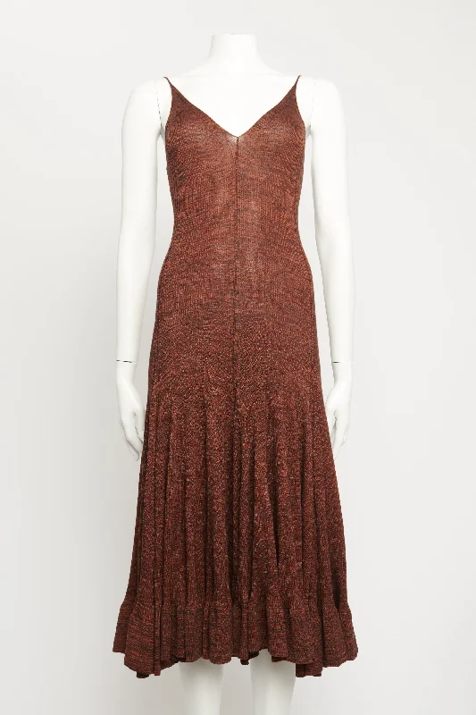 Rust Stretch Knit Preowned Midi Festival midi dresses