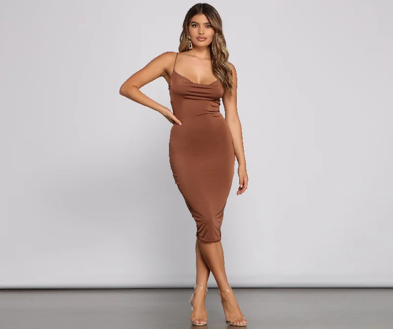 The Luxe Level Charming Sleeveless Midi Dress Halter midi dresses