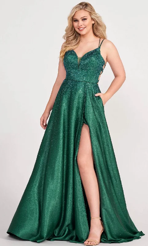 Ellie Wilde EW34131 - V-Neck Beaded Satin Prom Gown Edgy party dresses