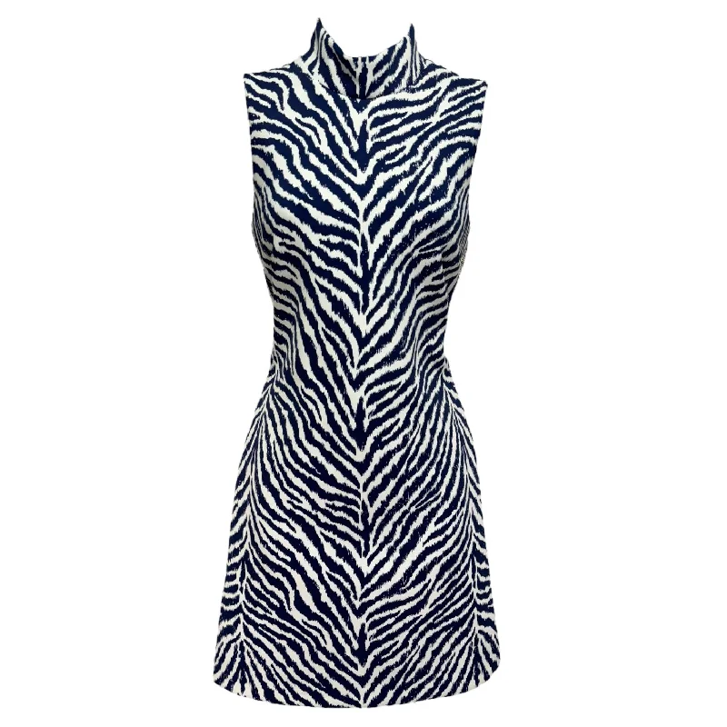 Delaney Mock Neck Neoprene Dress By J Mclaughlin In Zebra Print, Size: XS Cocktail floral dresses