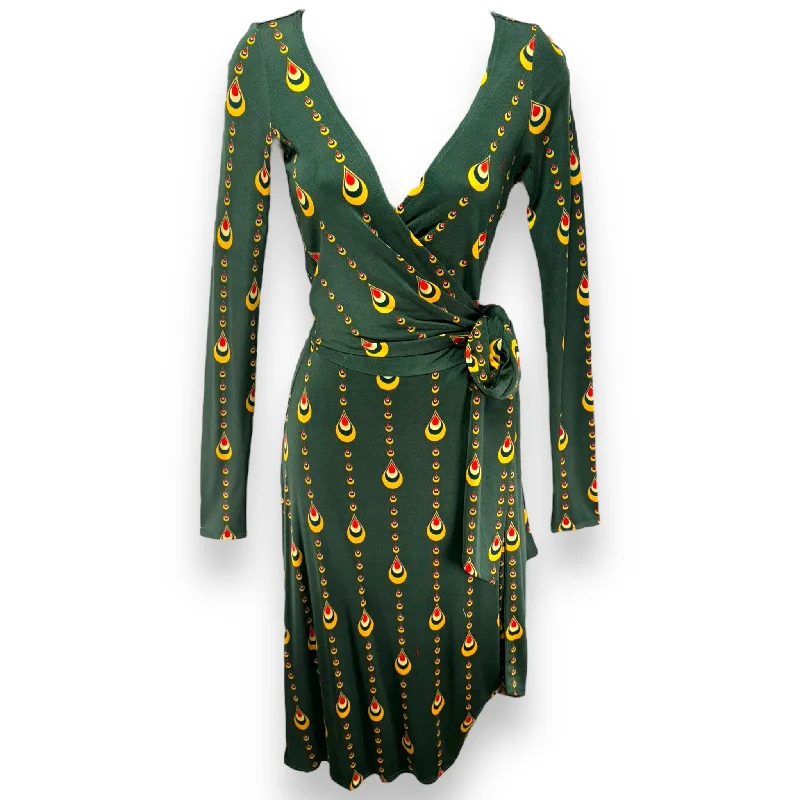 Silk Printed Wrap Dress By Issa London In Green & Yellow, Size: 2 Petite floral dresses